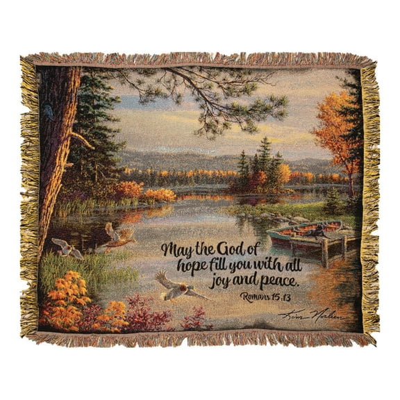 Manual Woodworkers & Weavers 375164 Throw - May The God of Hope - Tapestry - 50 x 60 in.