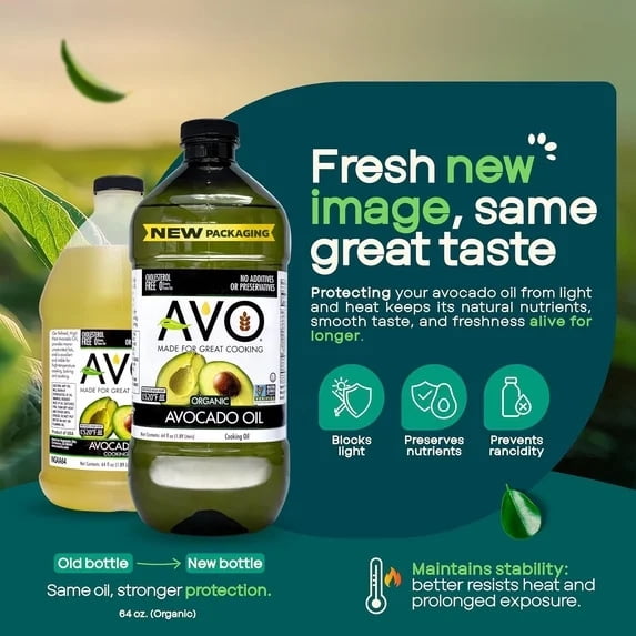 Organic AVOCADO Oil Frying, Baking, Salads, Vinaigrette, Pan Coating, Cooking 64 Fl-oz