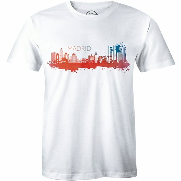 Spain Madrid City Landmark - Spain Skyline in Water Color Men's Gift T-Shirt