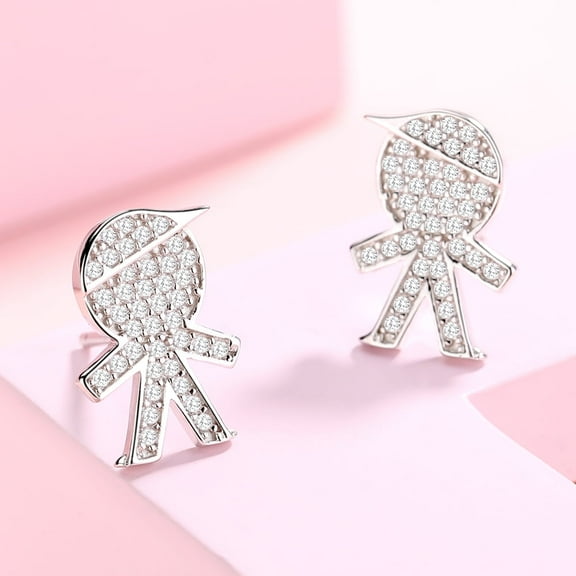 Sterling Silver Crystal Cute Women earring stud