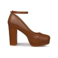 thumbnail image 3 of BLISSFUL STEP Escarpins à Talon Bloc pour Femme Plateforme Bride à la Cheville Bout Rond Talon Brun 6, 3 of 7