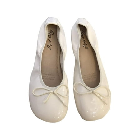 

Crocowalk Women Ballet Flat Comfort Flats With Bow Casual Shoes Ladies Walking Lightweight Slip On Beige 7.5
