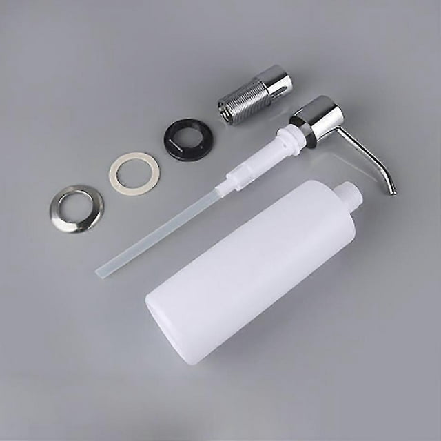 Kitchen Sink Soap Dispenser Liquid Pump Diffuser, Hidden Dishwashing Liquid Dispenser, Chrome, Silver