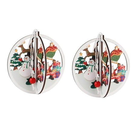 

Cglfd Christmas Wooden Hollow Christmas Tree Home Decoration Bell Pendant Decorations 2Pcs
