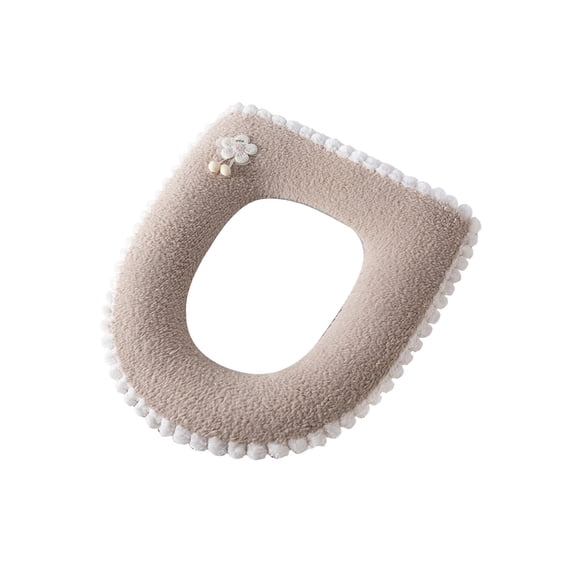 Coffee Thickened Jacquard Fabric Toilet Seat Cover Large Size Washable Zippered Bathroom Seat Cushion For Household Use Durable And Soft