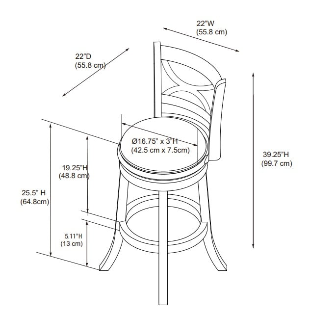 Powell Sawyer Counter Stool, 24" Seat Height, Cream Finish with Sky Blue Fabric