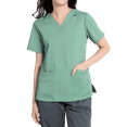 thumbnail image 4 of Womens Scrub Tops Solid Color V-Neck Plus Size Workwear Shirt Short Sleeve Loose Fit Scrub Tops with Pockets (Mint green), 4 of 5