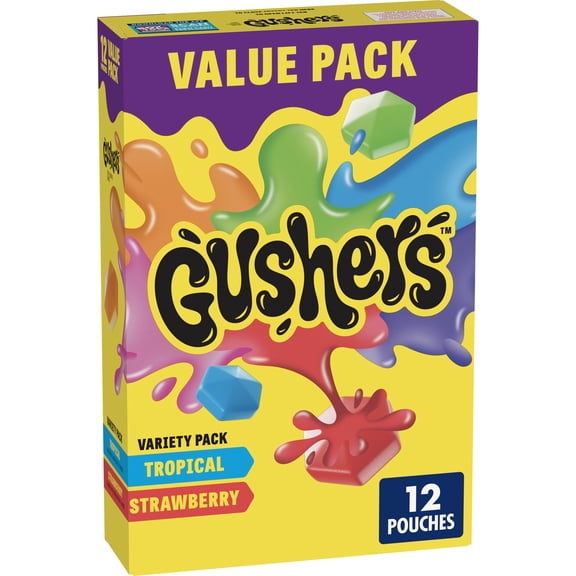Gushers Fruit Flavored Snacks, Strawberry and Tropical Flavors, 12 Count