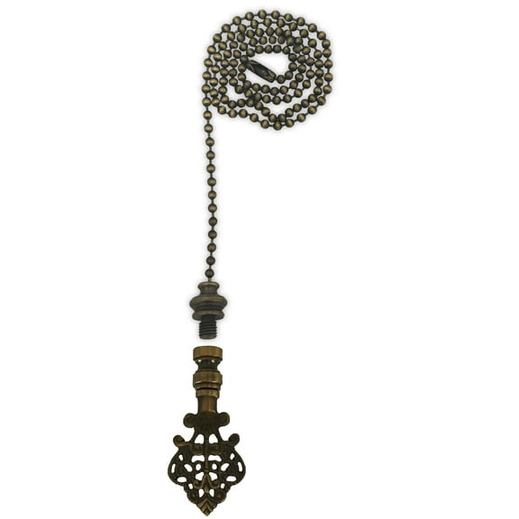 Royal Designs Fan Pull Chain with Vintage Key Design Finial – Antique Brass