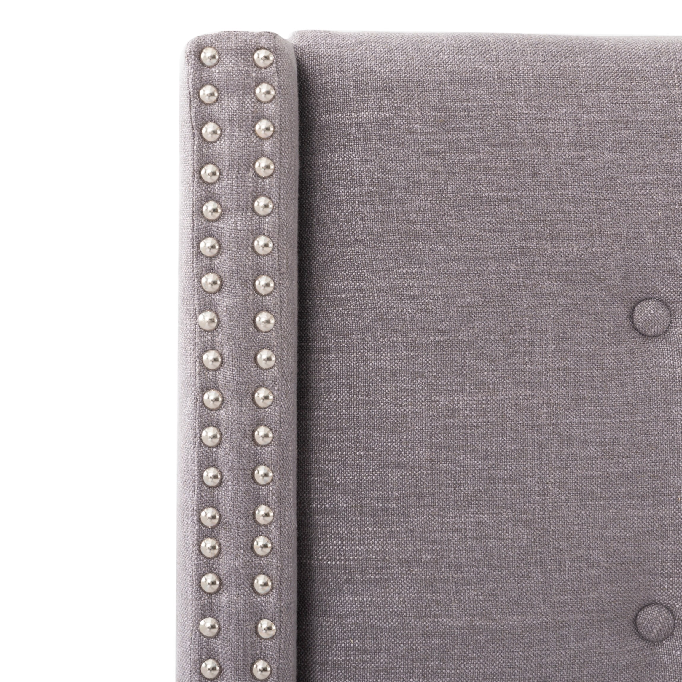 BSHTI Upholstered Headboard for King Bed, Linen Fabric,Tufted Button Design for Bedroom, Adjustable Foam Headboard for King Bed, Easy Assembly, Grey