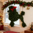 thumbnail image 4 of Christmas Dog Wreath, Handmade Cat Christmas Wreath, Xmas Artificial Pine Branches Green Leaves Garland With Red Ribbon Bow, Bell & Snowflake Ornament For Mantle Stairs Fireplace Wall, 4 of 4