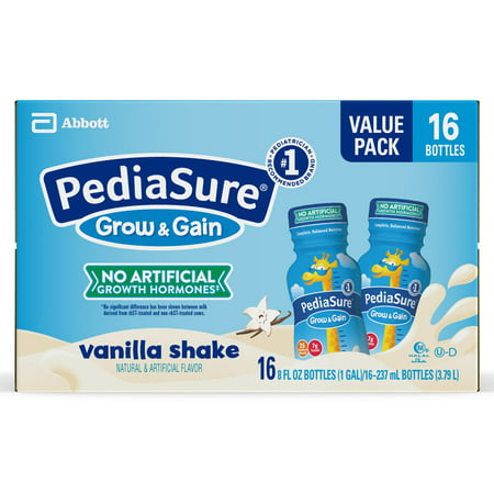 PediaSure Grow & Gain Kids’ Nutritional Shake, with Protein, DHA, and Vitamins & Minerals, Vanilla, 8 fl oz,