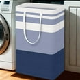 thumbnail image 4 of 2-Pack Extra Large Laundry Basket, Waterproof, Freestanding Laundry Hamper, Collapsible Tall Clothes Hamper with Extended Handles for Clothes Toys, 100L/26.42 gal,Dark blue & white stripes, 4 of 8