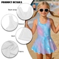 thumbnail image 5 of Uorisanigo Blue Pink Tye Dye Girls Swimsuit One Piece Polyester and Spandex Fabric Bathing Suit Swimwear Modest Beach Swim Dress Summer Vacation, Size 3-4, 5 of 6