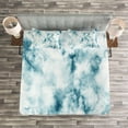 thumbnail image 3 of Ambesonne Nature Quilted Bedspread Set 3 Pcs, Grunge Marble Effect, King Size, Cadet Blue Seafoam, 3 of 3