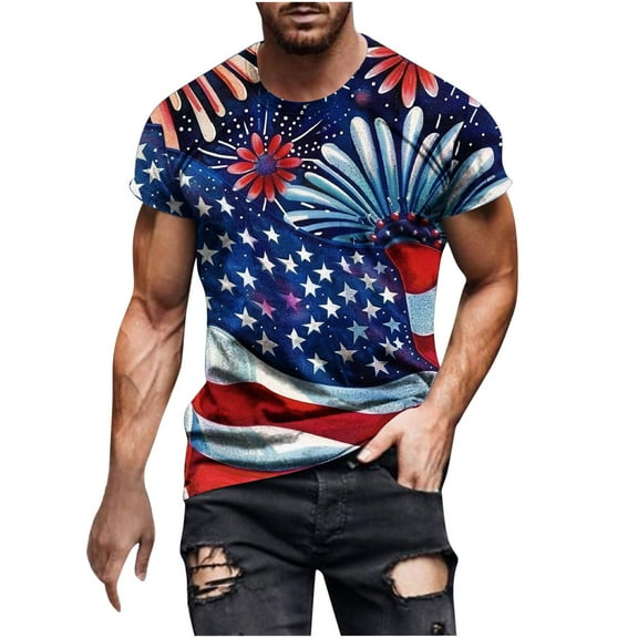 UVEASISHA 4th of July Tshirt Men Funny,Mens Patriotic Tee Shirts Graphic July 4th T-Shirt Teens O-Neck Casual Short Sleeve America Flag Fourth of July Muscle Workout Tshirts 2025