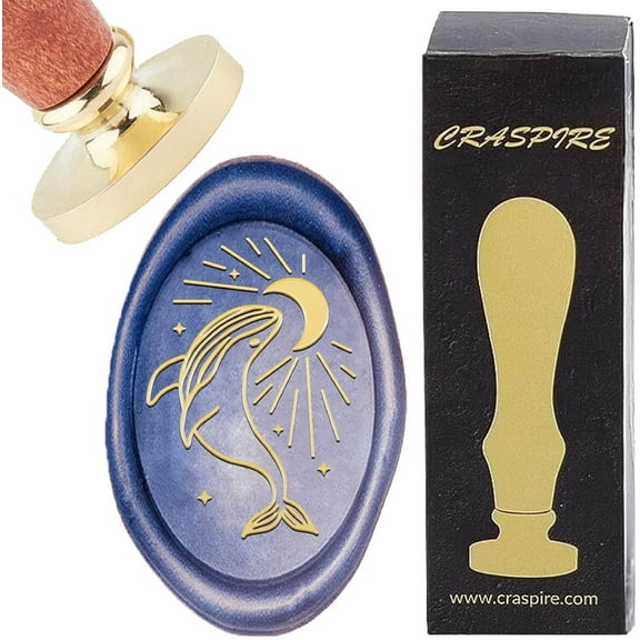 Whale Wax Seal Stamp Oval Vintage Sea Ocean Animal Removable Brass Head with Wooden Handle Sealing Wax Stamp Scrapbooking Packing