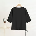 thumbnail image 3 of Qulqfy Women 3/4 Sleeve Shirts Cute Crew Neck Petite Black Shirts Drawstring Plain Tees for Women S, 3 of 3