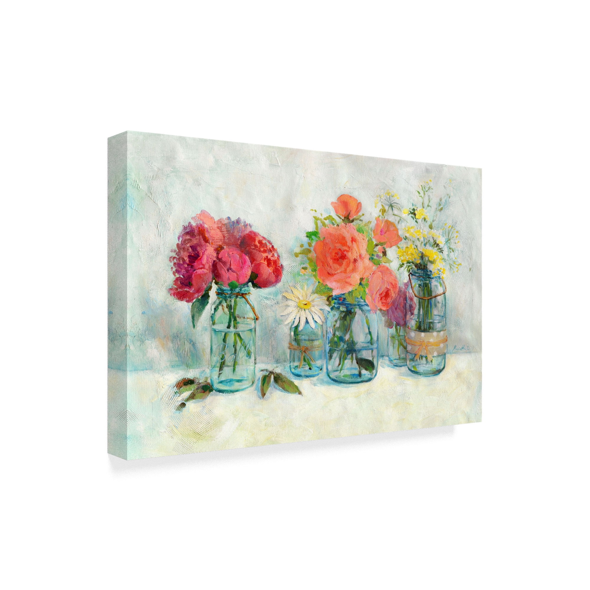 Trademark Fine Art 'Flowers In Mason Jars' Canvas Art by Marietta Cohen Art And Design