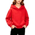 thumbnail image 2 of Kids Hoodie Pullover Hooded Sweatshirt Long Sleeve Solid Color Pockets Soft Casual Tops, 2 of 6