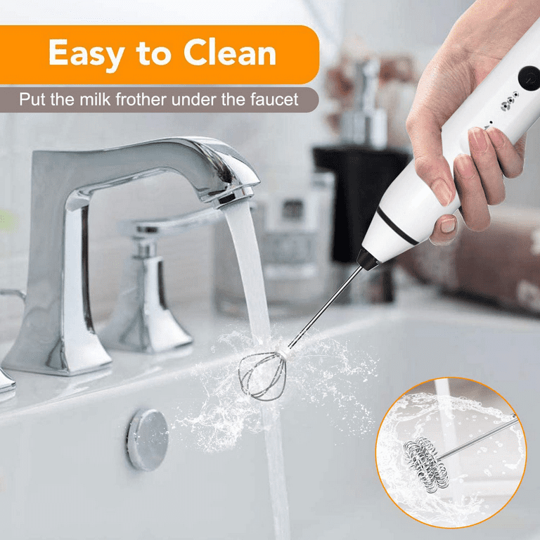  Milk Frother Handheld, USB Rechargeable Milk Foam Maker with 3  Stainless Whisks, Mini Blender Mixer 3 Speeds Adjustable for Coffee, Latte,  Cappuccino, Matcha, Hot Chocolate, Egg, White: Home & Kitchen