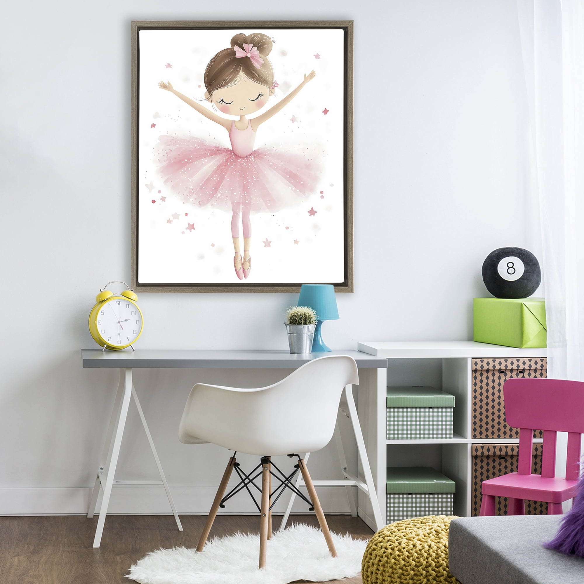 Stupell Industries Graceful Ballerina Pose Brown Framed Floater Canvas Wall Art, design by Creative Studio