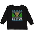 thumbnail image 3 of Inktastic Happy Chrismukkah Sweater Style with Menorah and Trees Boys or Girls Long Sleeve Toddler T-Shirt, 3 of 5
