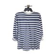 thumbnail image 2 of STYLE & COMPANY Womens Navy Striped Roll-tab Sleeve Crew Neck Top Plus 1X, 2 of 2