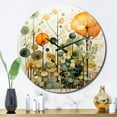 thumbnail image 1 of Designart "Green Orange Harmonious symmetry II" Abstract Botanicals Oversized Wall Clock, 1 of 6