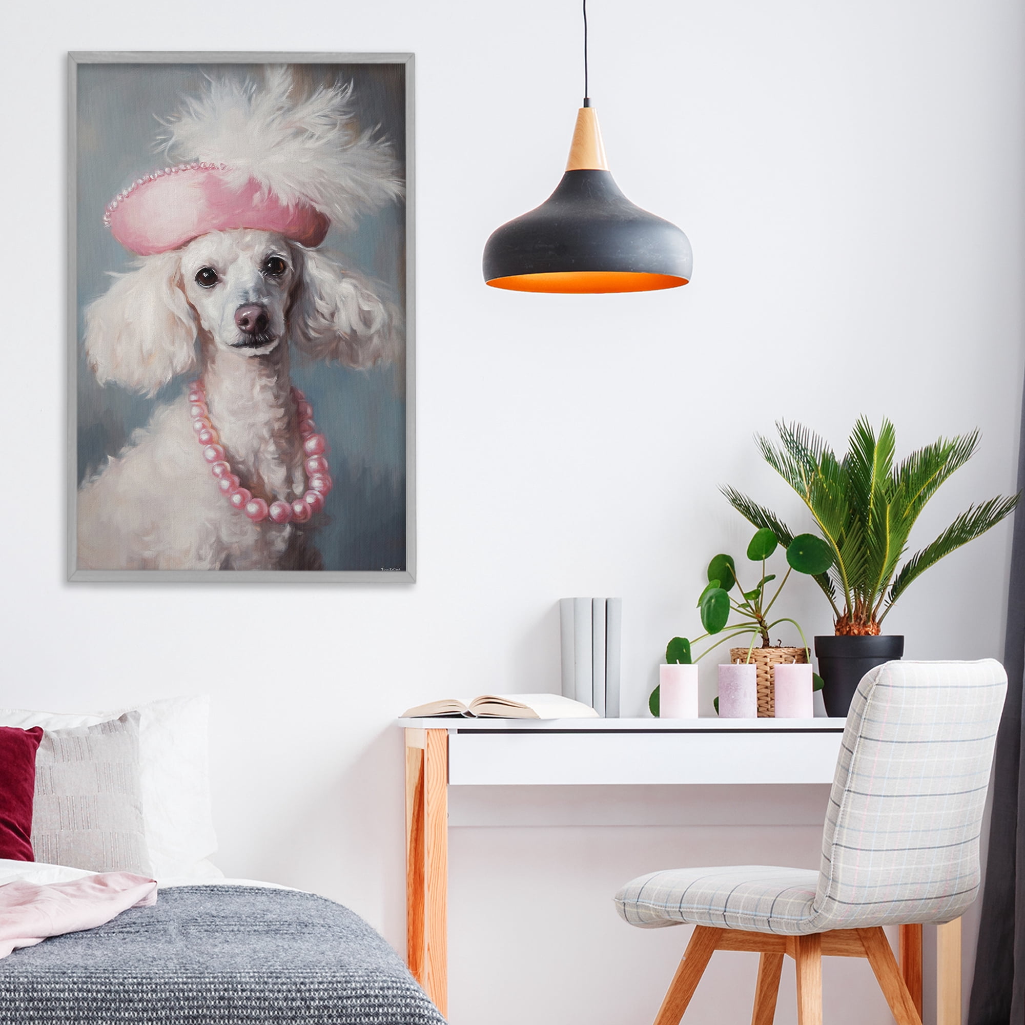 Stupell Industries Beautiful Collette Pup Gray Framed Giclee Art, design by Tina LeCour