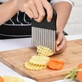 thumbnail image 6 of Dianli 2 Pack Wavy Potato Slicer Knife, Stainless Steel Crinkle Cutter for French Fries, Vegetables, Carrots, Kitchen Gadget, Ergonomic Handle, Rust Resistant, Easy to Clean, Multi-Use Chopper Set, 6 of 9