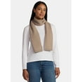thumbnail image 2 of Time and Tru Women's Knit Scarf with Ribbed Trim, Toasted Heather, 2 of 3