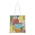 thumbnail image 1 of YFYANG Reusable Cotton Canvas Tote Shopping Bag, Colorful Architectural Patterns Washable Portable Grocery Bag for Daily Travel, 1 of 8