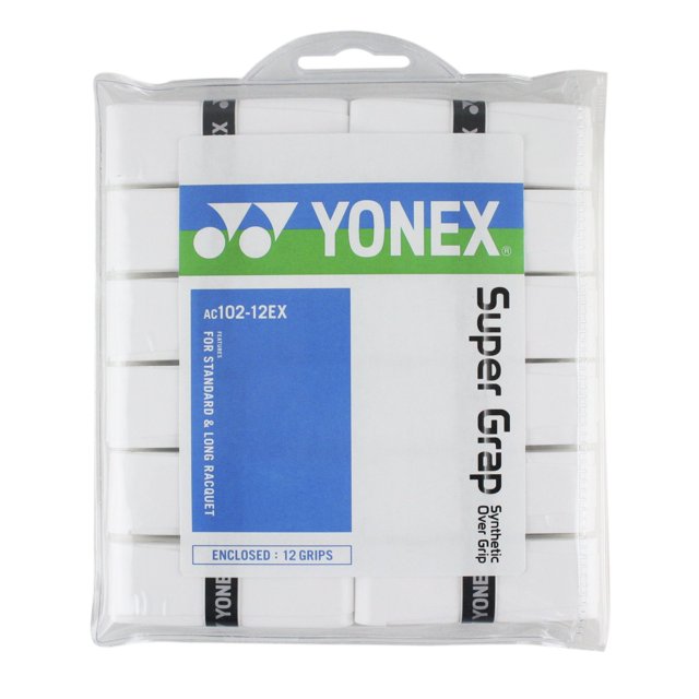 Tennis Overgrip Yonex Super Grap, paquete de 12 unidades, color blanco