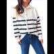 thumbnail image 3 of Suéteres de Larga con Bloques de Color para Mujer, Blusas A Rayas, Cárdigan de Punto con Botones y Abertura Frontal, Abrigos y Chaquetas. L, 3 of 9