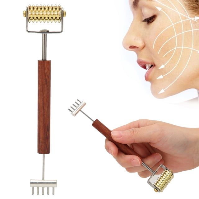 Masajeador Con Rodillo Facial, Elimina Las Arrugas, Rodillo Facial De Doble Cabeza, Cobre, Promueve La Desintoxicación Linfática, Regalo Perfecto Para Uso Diario Para Cabeza Y