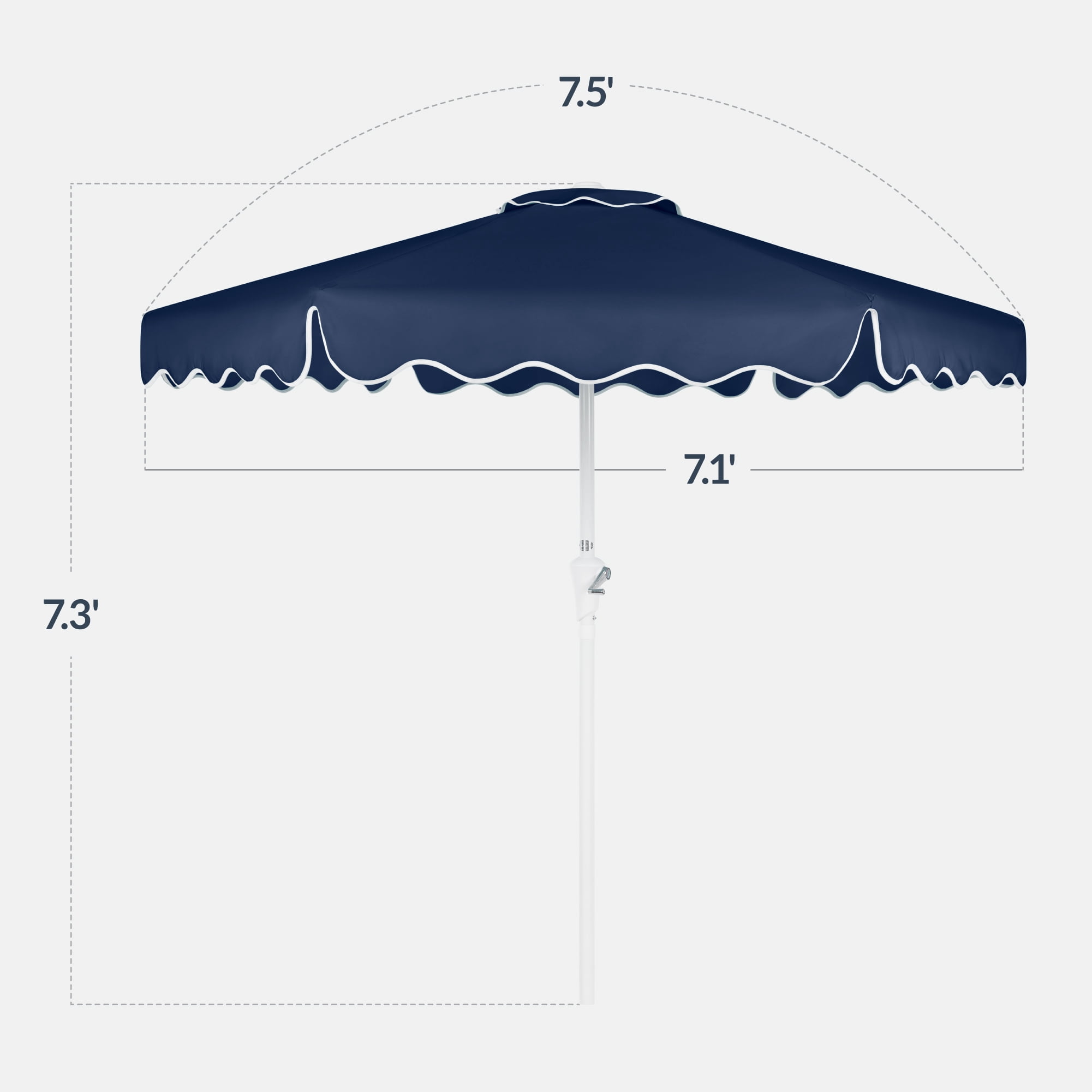 Best Choice Products 7.5ft Patio Market Umbrella with Wavy Trim, Fade-Resistant, Crank & Tilt, Wind Vent - Navy Blue