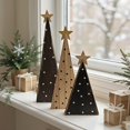 thumbnail image 4 of Dserhfy 3Pcs Rustic Wood Christmas Trees, Handmade Shelf Decor for Mantel & Tabletop Farmhouse Holiday Ornaments, 4 of 8
