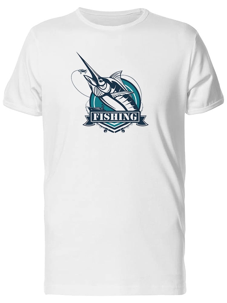 men's shirt with swordfish logo
