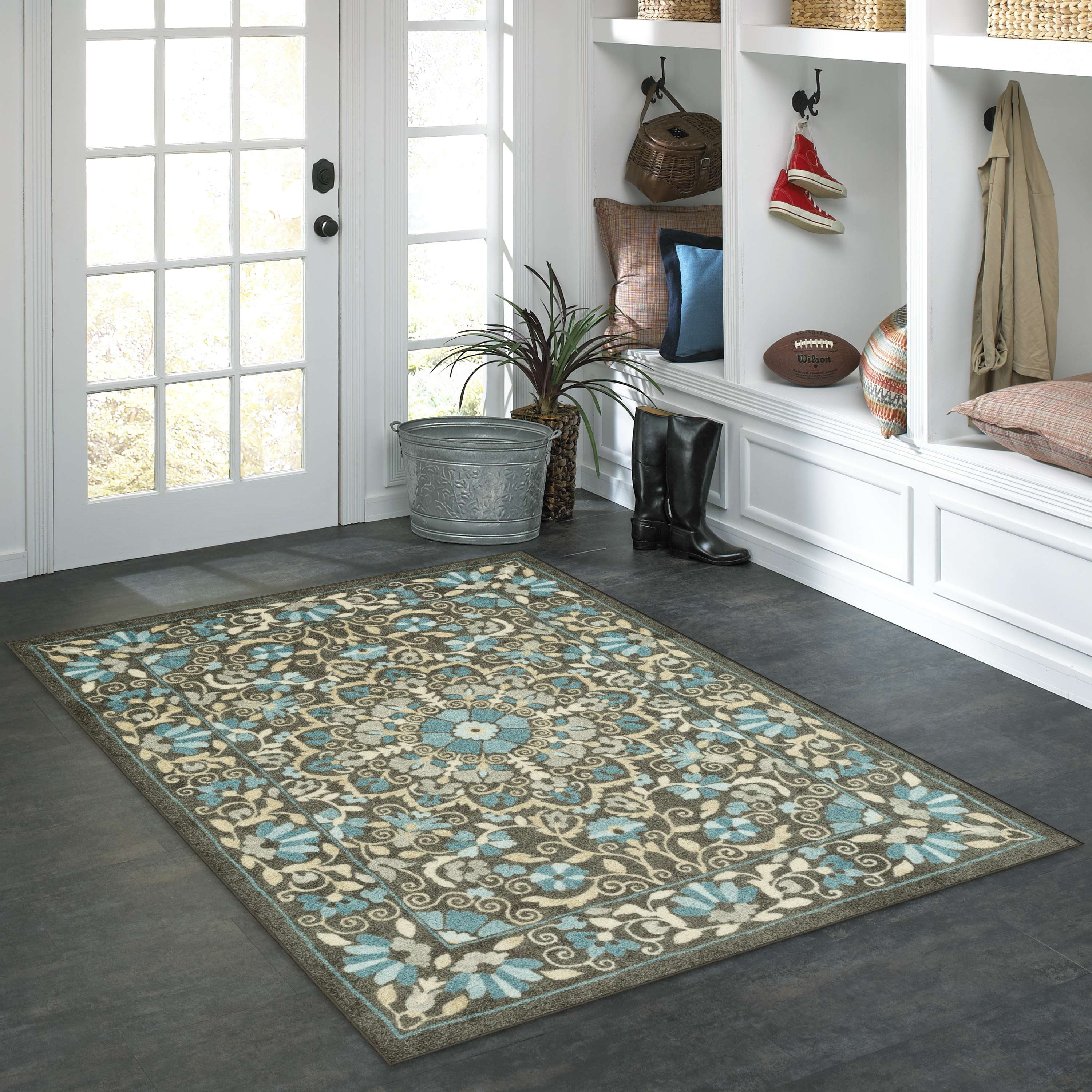 (2 pack) Mainstays Bright Persian Medallion Gray Blue Indoor Area Rug, 4'x5'4"
