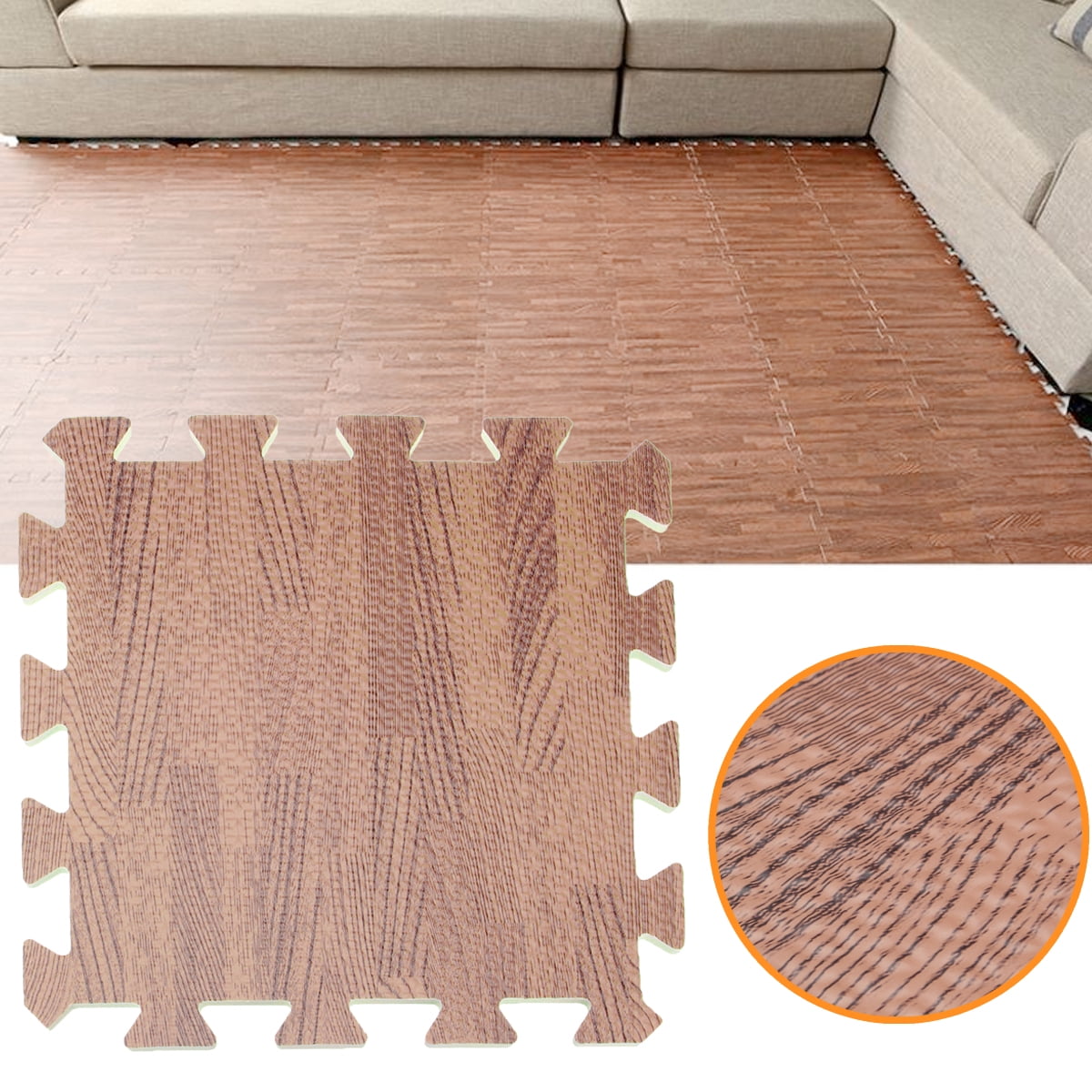 31x31cm Brown Wood EVA Foam Interlocking Floor Kids Play Floor Mat 1Pcs