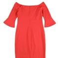 thumbnail image 2 of bar III Womens Off The Shoulder Solid Sheath Dress, Red, Medium, 2 of 2