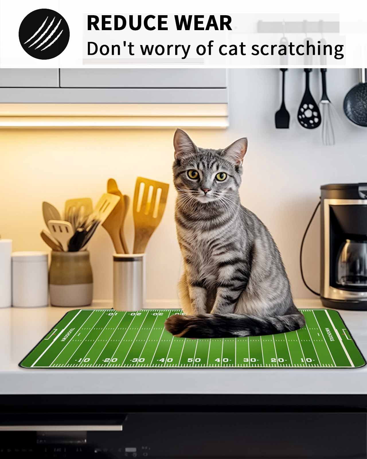 Stove Top Covers for Electric Stove, Rugby Sport Glass Stovetop Cover Protector, American Football Field Stadium Induction Cooktop Protector Oven Mat for Kitchen Countertop 24"x21"