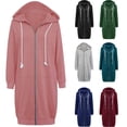 thumbnail image 3 of Haute Edition Women's Tunic Long Length Full Zip Hooded Sweatshirt Hoodie, 3 of 3