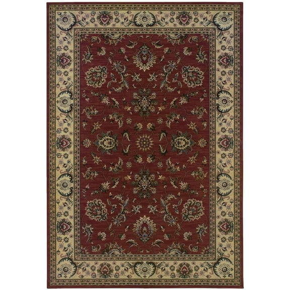 Oriental Weavers Ariana Area Rug - 311C3 - 5'3" x 7'9" - in Red/ Ivory - Vintage Inspired, Stain Resistant, Family and Pet Friendly , Bedroom, Office Rug