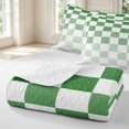 thumbnail image 4 of Manfei Modern Checkered Quilt King,Geometric Plaid King Coverlet Set,Green,3 Pieces,1 Bedspread and 2 Pillowcases, 4 of 7