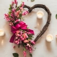 thumbnail image 5 of Valentine's Day Wreath for Front Door - 13.77" Pink Heart-Shaped Polyester Wreath with Bow, Outdoor Valentine Decorations for Home, Farmhouse Style, 5 of 6