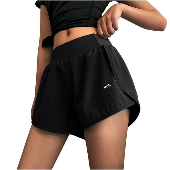 Hvot&aat 2025 Summer Workout Shorts for Women Breathable High Waisted 2 in 1 Slit Athletic Running Yoga Shorts with Pockets