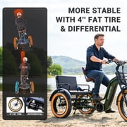 ADDMOTOR GREATTAN L Electric Trike for Adults, 750W Electric Trike with Passenger Seat, 65/130Mi 20/40AH 48V, Dual-Battery System 2 Seater Electric Tricycle, Parking Brake, Differential