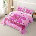 thumbnail image 3 of spefrowx Pink Glitter Letter K Print Quilt King for Girls, Princess Bow Crown King Coverlet Set, 3 Pieces, 3 of 7